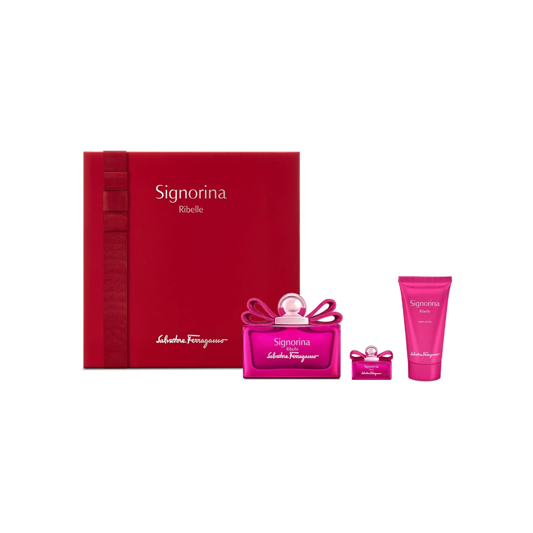 Gift Set Salvatore Ferragamo Signorina Ribelle 3pcs ( EDP 100ml & EDP 5ml & Body Lotion 50ml )