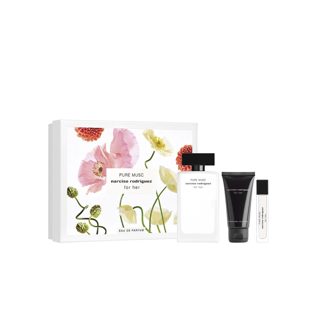 Gift Set Narciso Rodriguez Pure Musc For Her 3pcs (EDP 100ml & Mini 10ml & Body Lotion 50ml)